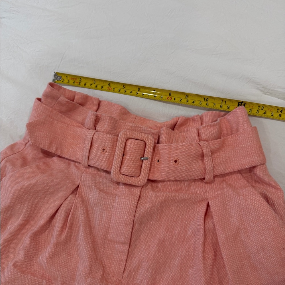 Veronica Beard Coral Linen Shorts with Belt - Picture 10 of 11